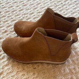 Brown Suede Slip-On Ankle Booties USA size7
